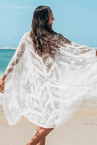 Jessica Embroidery Long Sleeve Tied Cover Up